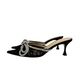 Mach & Mach "Double Bow" Lace Mules - Size 41