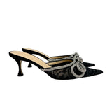 Mach & Mach "Double Bow" Lace Mules - Size 41