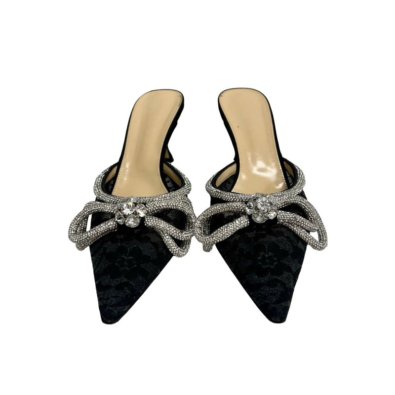 Mach & Mach "Double Bow" Lace Mules - Size 41