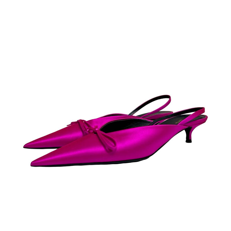Balenciaga "Knife" Satin Slingback Mules - Size 40