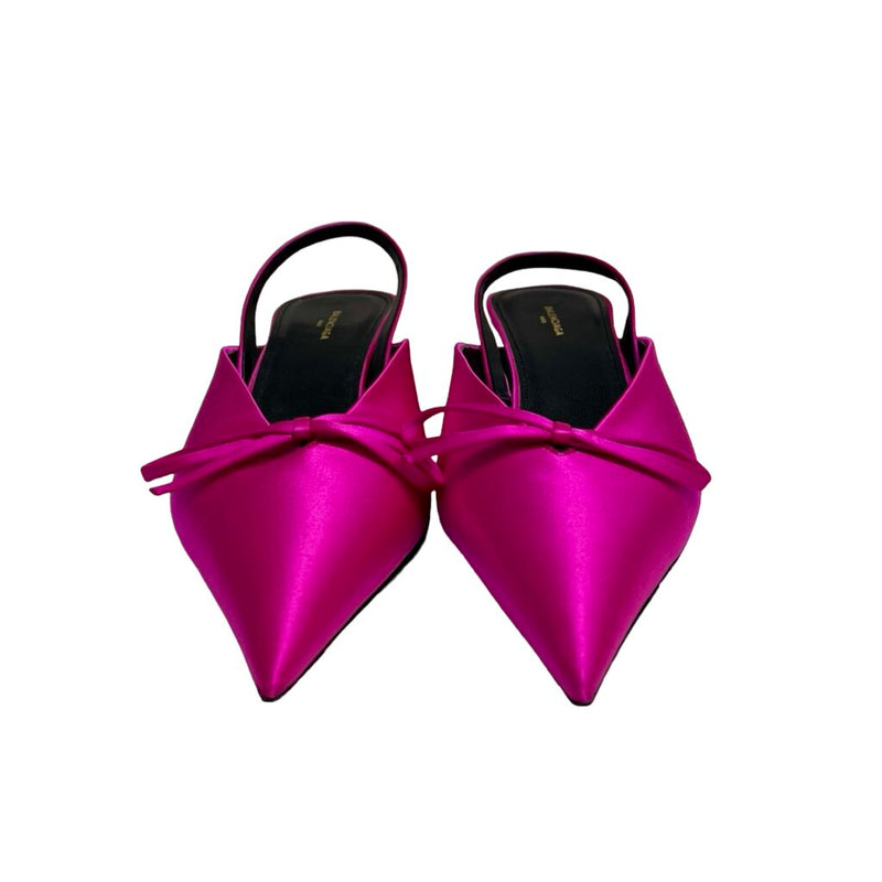 Balenciaga "Knife" Satin Slingback Mules - Size 40