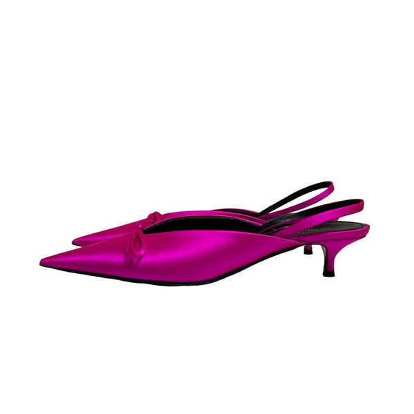 Balenciaga "Knife" Satin Slingback Mules - Size 40
