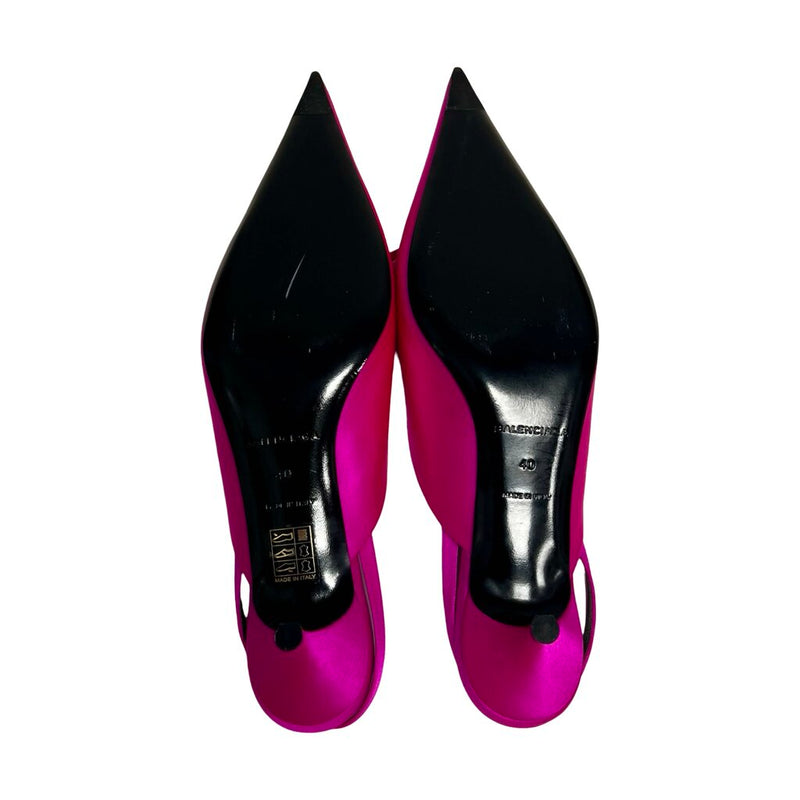 Balenciaga "Knife" Satin Slingback Mules - Size 40
