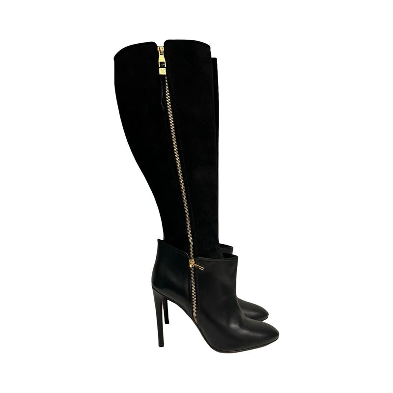 Louis Vuitton Leather & Suede Knee High Boots - Size 38.5