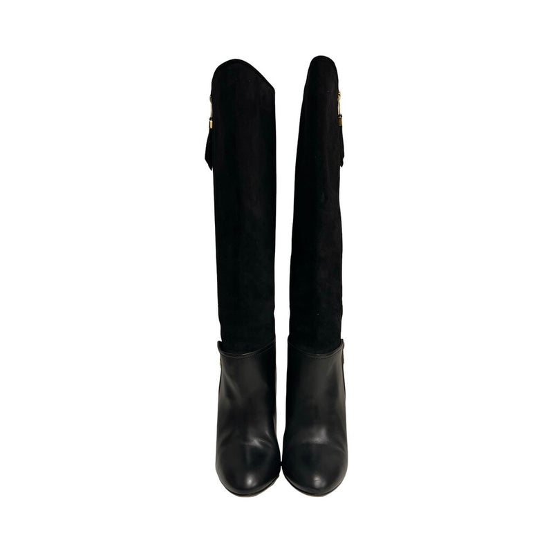 Louis Vuitton Leather & Suede Knee High Boots - Size 38.5