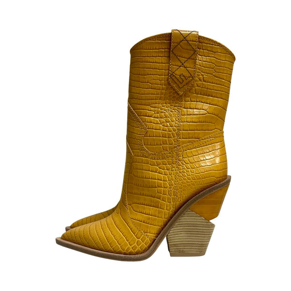 Fendi "Embossed Cutwalk Cowboy" Boots - Size 37.5