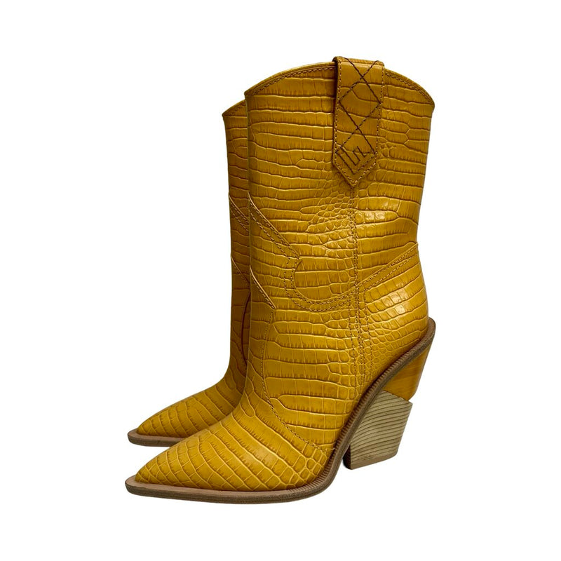 Fendi "Embossed Cutwalk Cowboy" Boots - Size 37.5