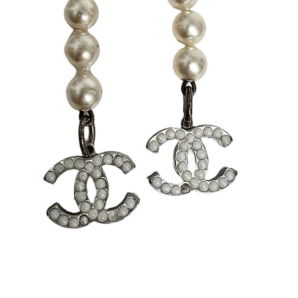 Chanel Faux Pearl CC Lariat Necklace