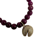 Sydney Evan Amethyst & Diamond Fortune Cookie Beaded Bracelet