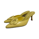 Larroudé "Flora" Leather Heeled Mules - Size 7.5