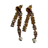 Christian Dior Faux Pearl & Crystal Drop Earrings