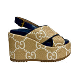 Gucci "Angelina Platform Wedge" Sandals - Size 37.5