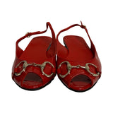 Gucci Patent Horsebit Slingback Flat Sandals - Size 37.5
