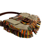 Fendi Vintage Canvas & Straw "Baguette" Bag
