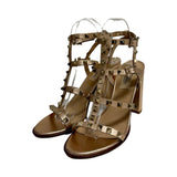 Valentino "Rockstud" Metallic Block Heel Sandals - Size 37.5