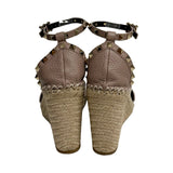 Valentino "Rockstud Double Espadille Wedge Sandals" - Size 38