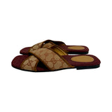 Gucci "GG Monogram Canvas Criss-Cross Slides" - Size 38.5