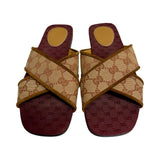 Gucci "GG Monogram Canvas Criss-Cross Slides" - Size 38.5