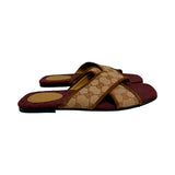 Gucci "GG Monogram Canvas Criss-Cross Slides" - Size 38.5