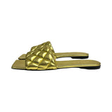 Bottega Veneta Gold "Quilted Padded Sandals" - Size 39