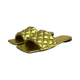 Bottega Veneta Gold "Quilted Padded Sandals" - Size 39