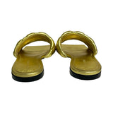 Bottega Veneta Gold "Quilted Padded Sandals" - Size 39