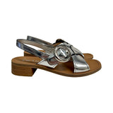Prada Metallic Buckle Slingback Sandals - Size 38.5