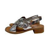 Prada Metallic Buckle Slingback Sandals - Size 38.5