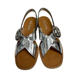 Prada Metallic Buckle Slingback Sandals - Size 38.5