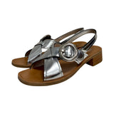 Prada Metallic Buckle Slingback Sandals - Size 38.5