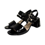 Prada Patent Buckle Block Heel Sandals - Size 38.5