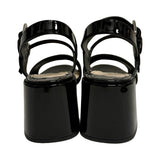Prada Patent Buckle Block Heel Sandals - Size 38.5