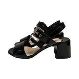 Prada Patent Buckle Block Heel Sandals - Size 38.5