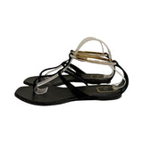 Christian Dior "Satin Crystal Embellished T-Strap" Sandals - Size 41