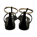 Christian Dior "Satin Crystal Embellished T-Strap" Sandals - Size 41