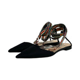 Christian Dior "Pointed -Toe Ankle Wrap Flats" - Size 41