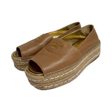 Prada Leather Peep Toe Espadrilles - Size 36