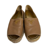 Prada Leather Peep Toe Espadrilles - Size 36