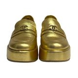 Chanel Metallic Leather Platform Heels - Size 37