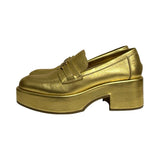 Chanel Metallic Leather Platform Heels - Size 37