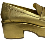 Chanel Metallic Leather Platform Heels - Size 37
