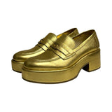 Chanel Metallic Leather Platform Heels - Size 37