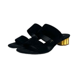 Salvatore Ferragamo Gold-Column Heels - Size 6