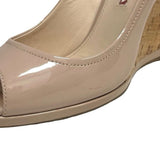 Prada Patent Leather Peep-Toe Wedges - Size 36.5