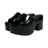 Larroude Patent Platform Mules - Size 7.5