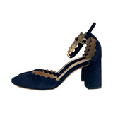 Chloe "Lauren" Scalloped Suede Heels - Size 38