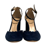 Chloe "Lauren" Scalloped Suede Heels - Size 38