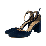 Chloe "Lauren" Scalloped Suede Heels - Size 38