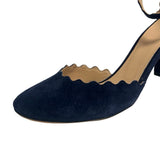 Chloe "Lauren" Scalloped Suede Heels - Size 38