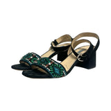 Prada Embellished Block Heel Sandals - Size 38.5